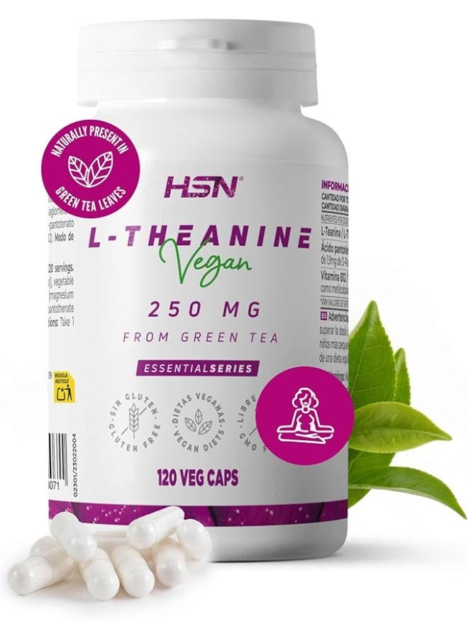 أتش أس أن ثيانين HSN 250 ملغ | 120 كبسولة نباتية | حمض أميني طبيعي 100% من إل-ثيانين مستخلص من أوراق الشاي الأخضر | غير معدل وراثيًا، نباتي، خالٍ من الغلوتين - Image 1